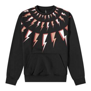 Neil Barrett Mens Fair-Isle Comic Bolts Sweatshirt Medium Black/Red - NWT $495